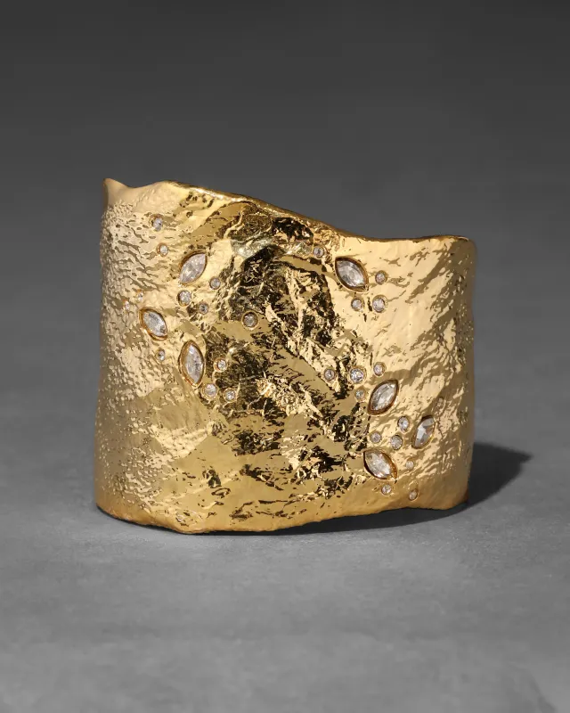 Archive Wide Gold Crystal Dusted Cuff Bracelet sold by Alexis Bittar