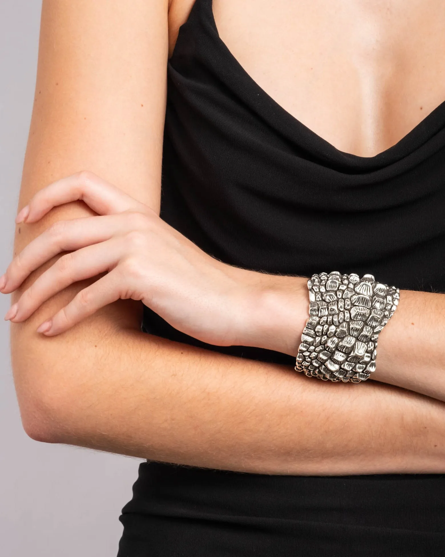 Brut Sterling Silver Croco Cuff Bracelet sold by Alexis Bittar product image thumbnail 3