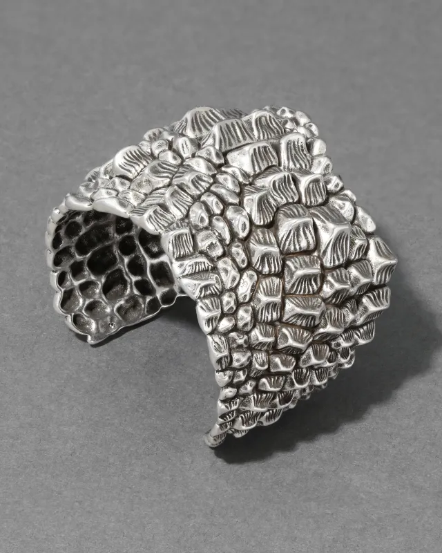 Brut Sterling Silver Croco Cuff Bracelet made by Alexis Bittar