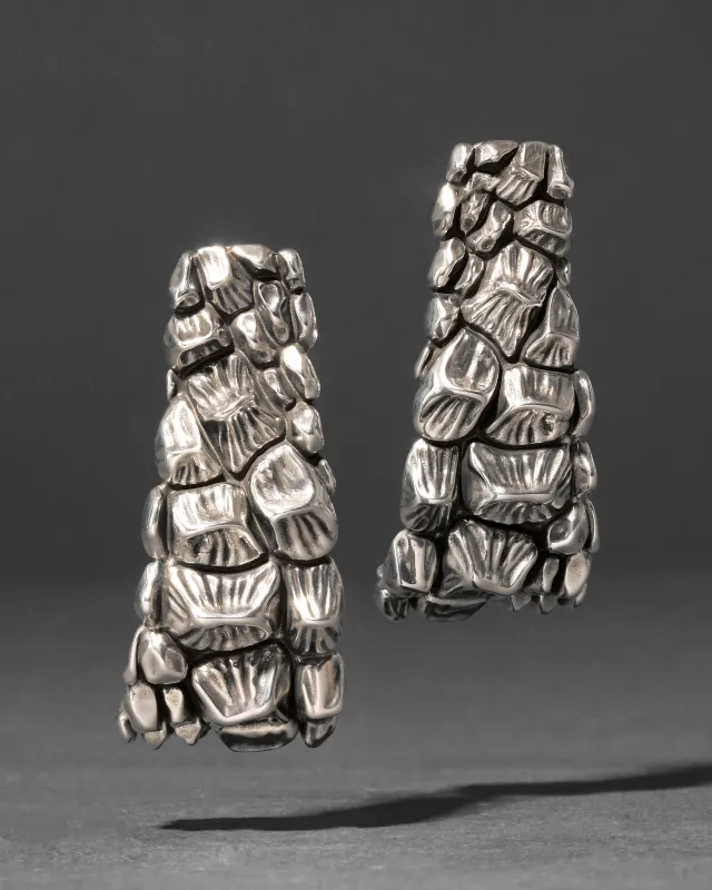 Brut Sterling Silver Croco Hoop Earring made by Alexis Bittar