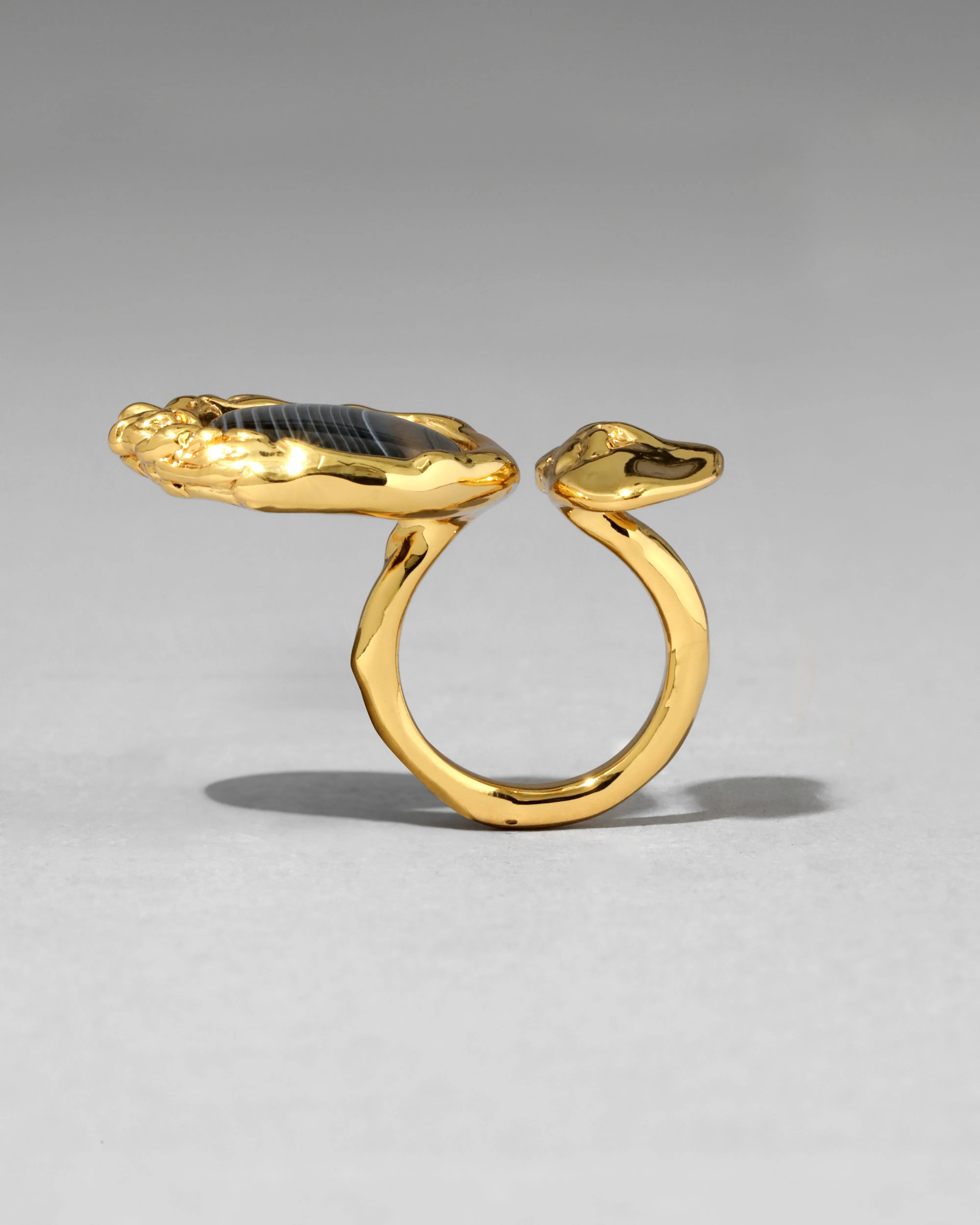 Brut Banded Agate Coin Open Ring sold by Alexis Bittar product image thumbnail 4