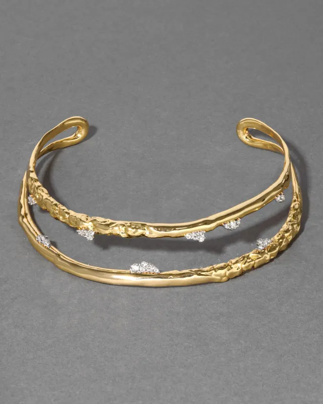 Brut Gold Crystal Thorned Open Collar Necklace sold by Alexis Bittar