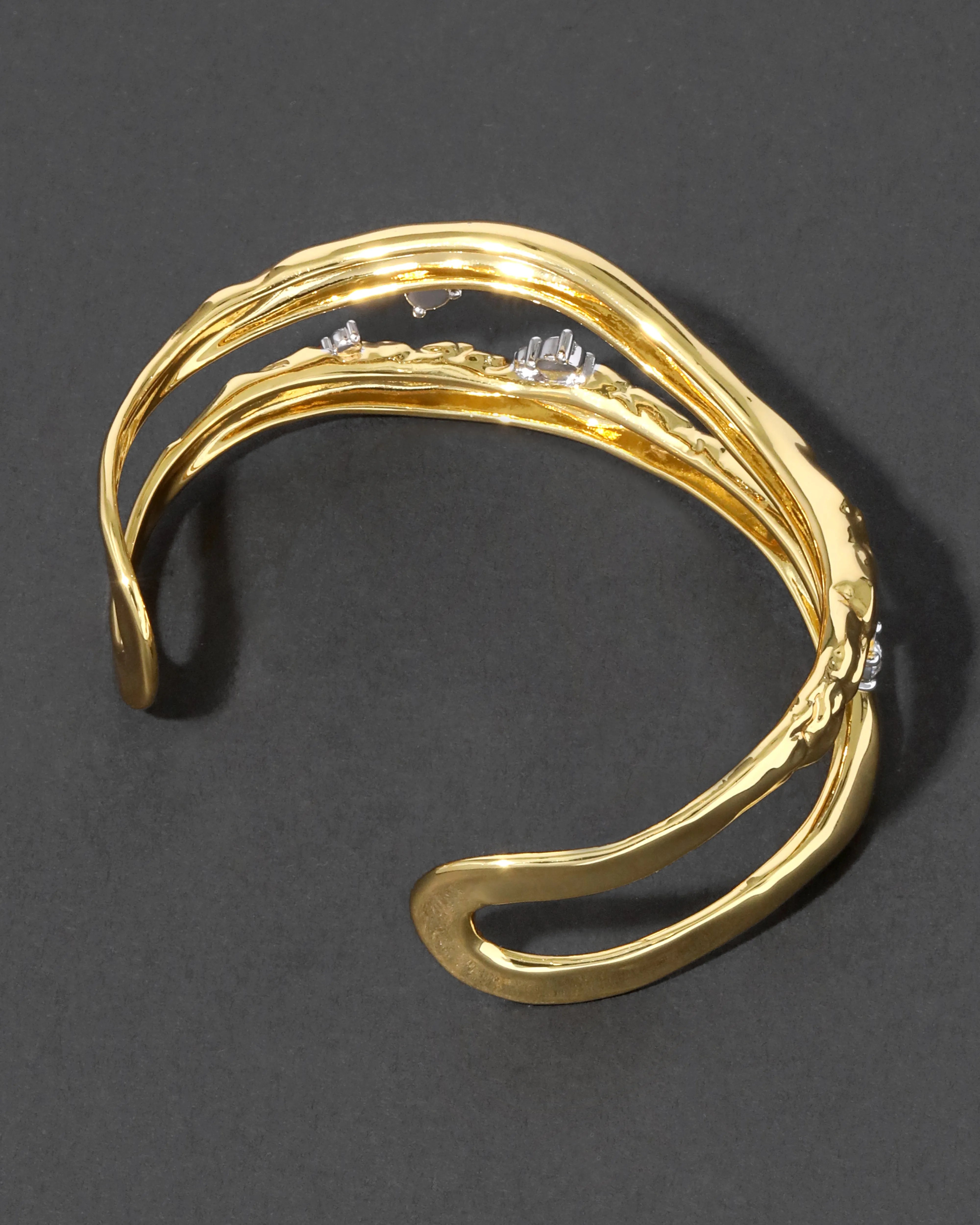 Brut Gold Crystal Thorned Open Cuff Bracelet sold by Alexis Bittar product image thumbnail 5
