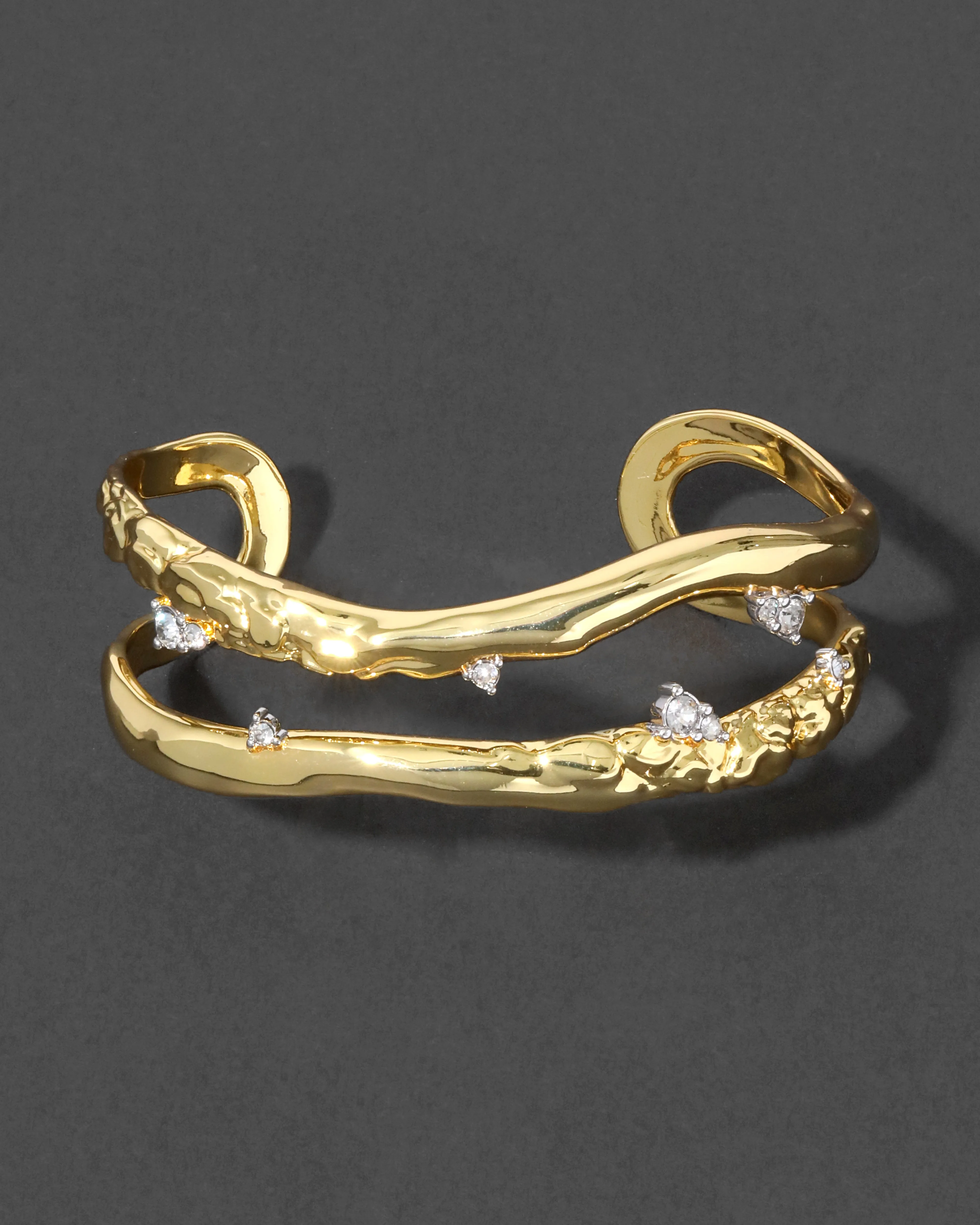 Brut Gold Crystal Thorned Open Cuff Bracelet sold by Alexis Bittar product image thumbnail 4