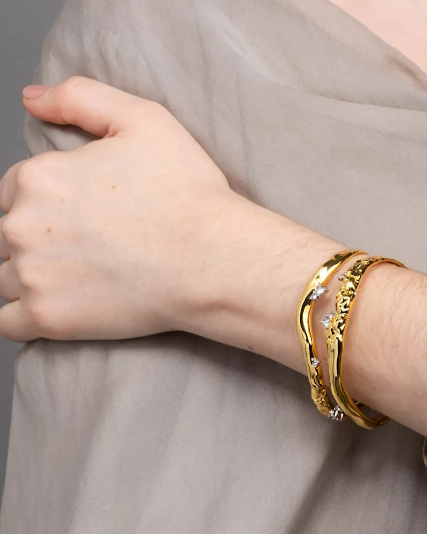 Brut Gold Crystal Thorned Open Cuff Bracelet sold by Alexis Bittar product image thumbnail 3