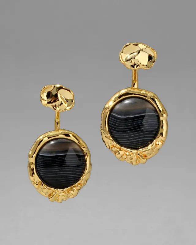 Brut Banded Agate Coin Front Back Earring sold by Alexis Bittar