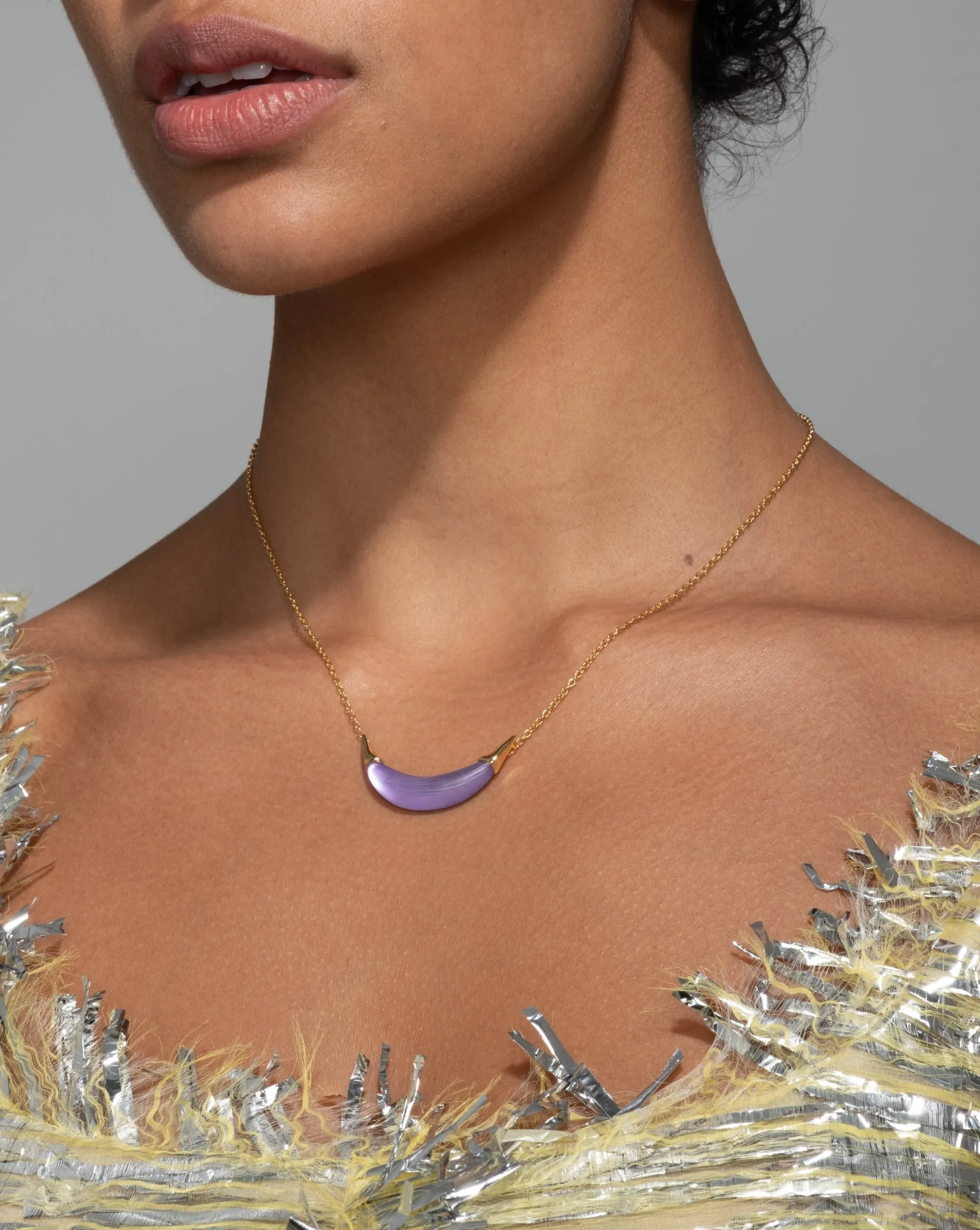 Gold Capped Crescent Lucite Necklace- Amethyst sold by Alexis Bittar product image thumbnail 3