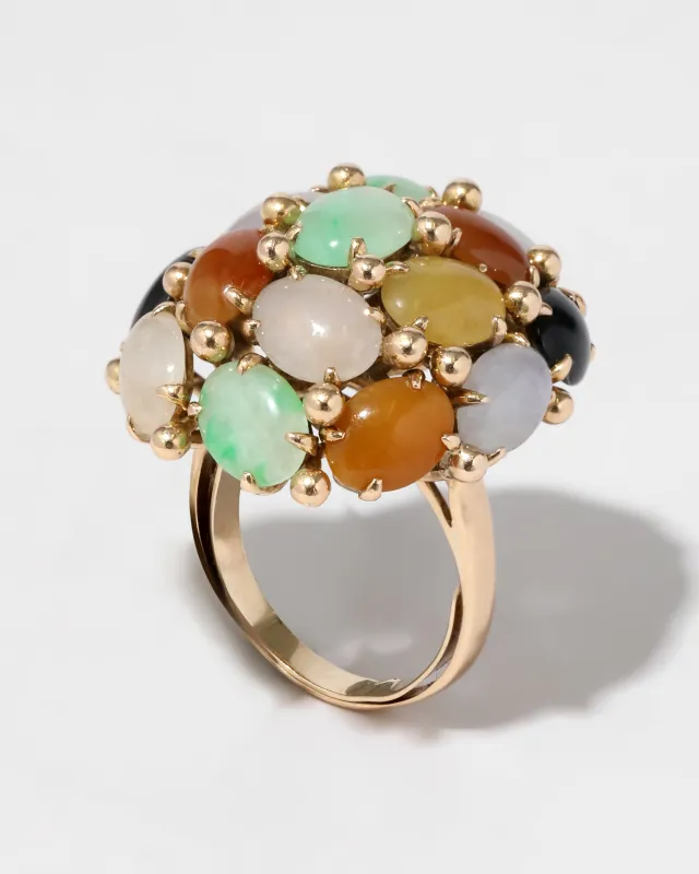 Antique 1920s 14k Gold Multicolor Jade Art Nouveau Ring sold by Alexis Bittar