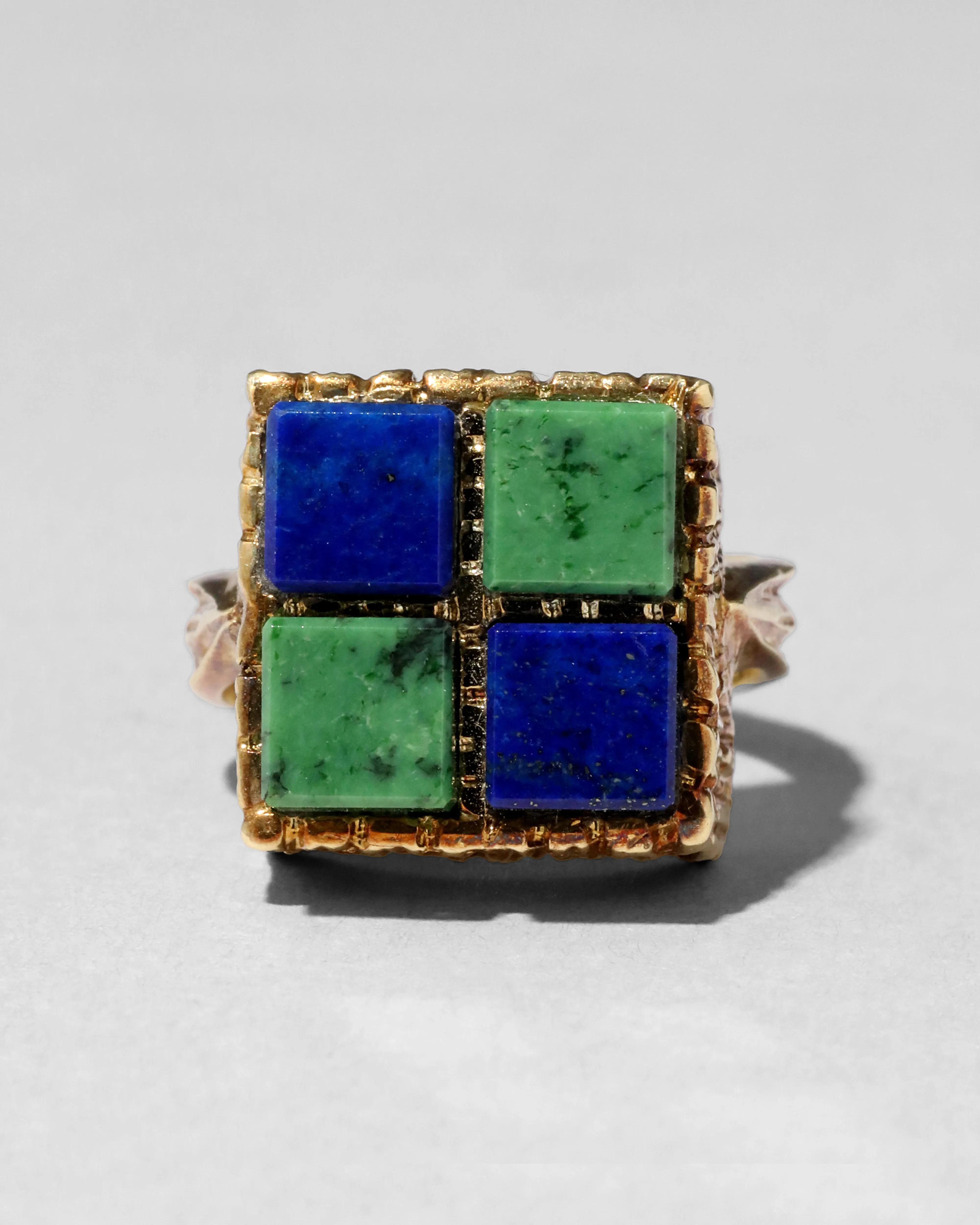Vintage 1960s 14k Gold Felger Modernist High Set Lapis & Green Turquoise Ring sold by Alexis Bittar product image thumbnail 2