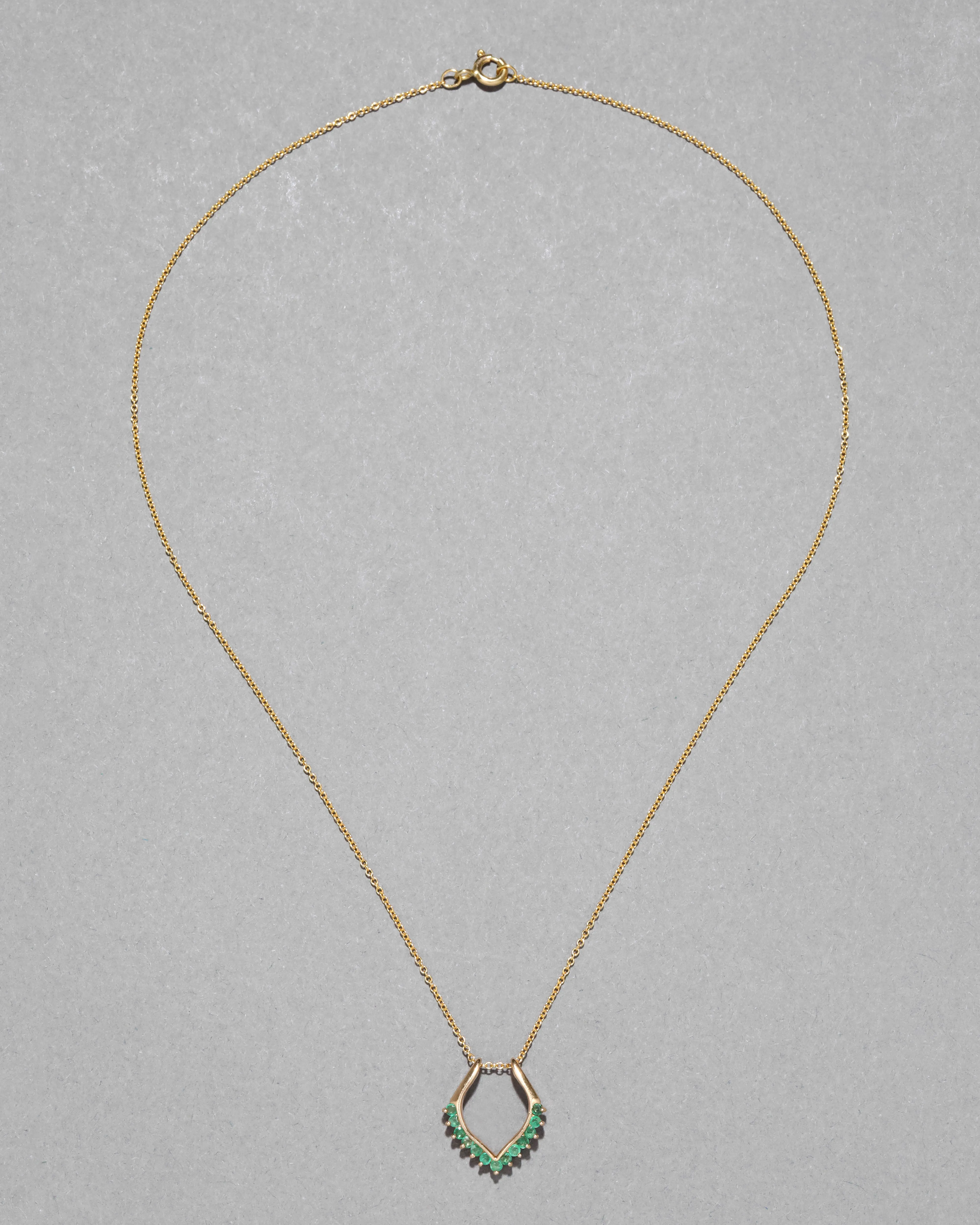 Vintage 1980s 14k Gold Sculptural Emerald Slide Necklace sold by Alexis Bittar product image thumbnail 2