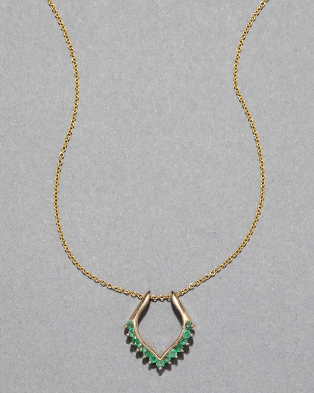 Vintage 1980s 14k Gold Sculptural Emerald Slide Necklace sold by Alexis Bittar
