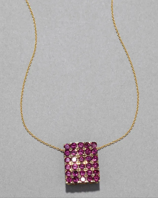 Vintage 10k Gold Modernist Rhodolite & Garnet Pendant Necklace sold by Alexis Bittar