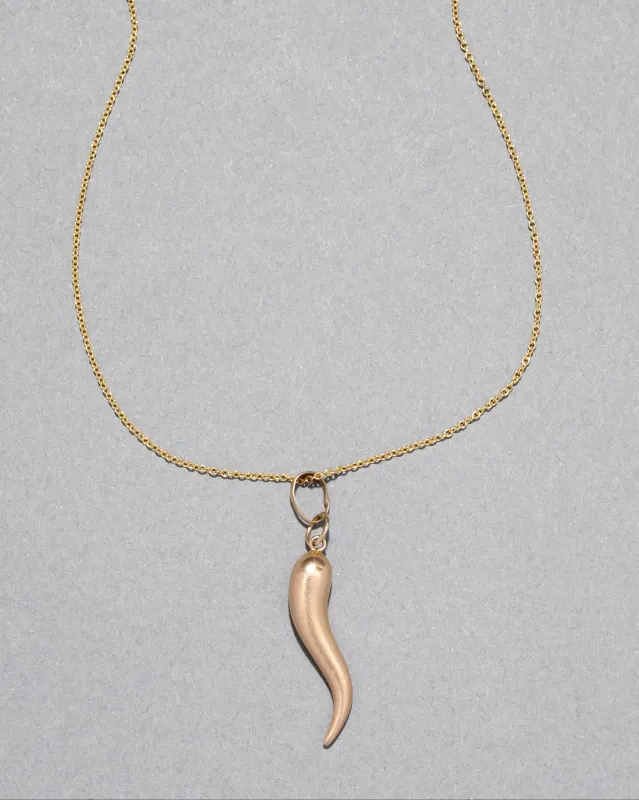 Vintage 1980s 14k Gold Italian Cornicello Horn Pendant Necklace sold by Alexis Bittar