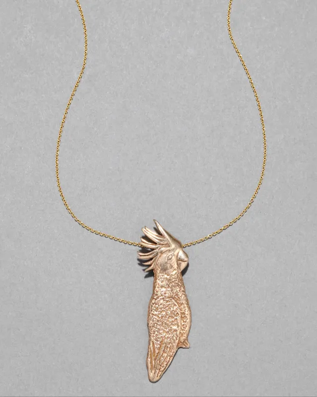 Vintage 1980s 14k Gold Handmade Parrot Pendant Necklace sold by Alexis Bittar