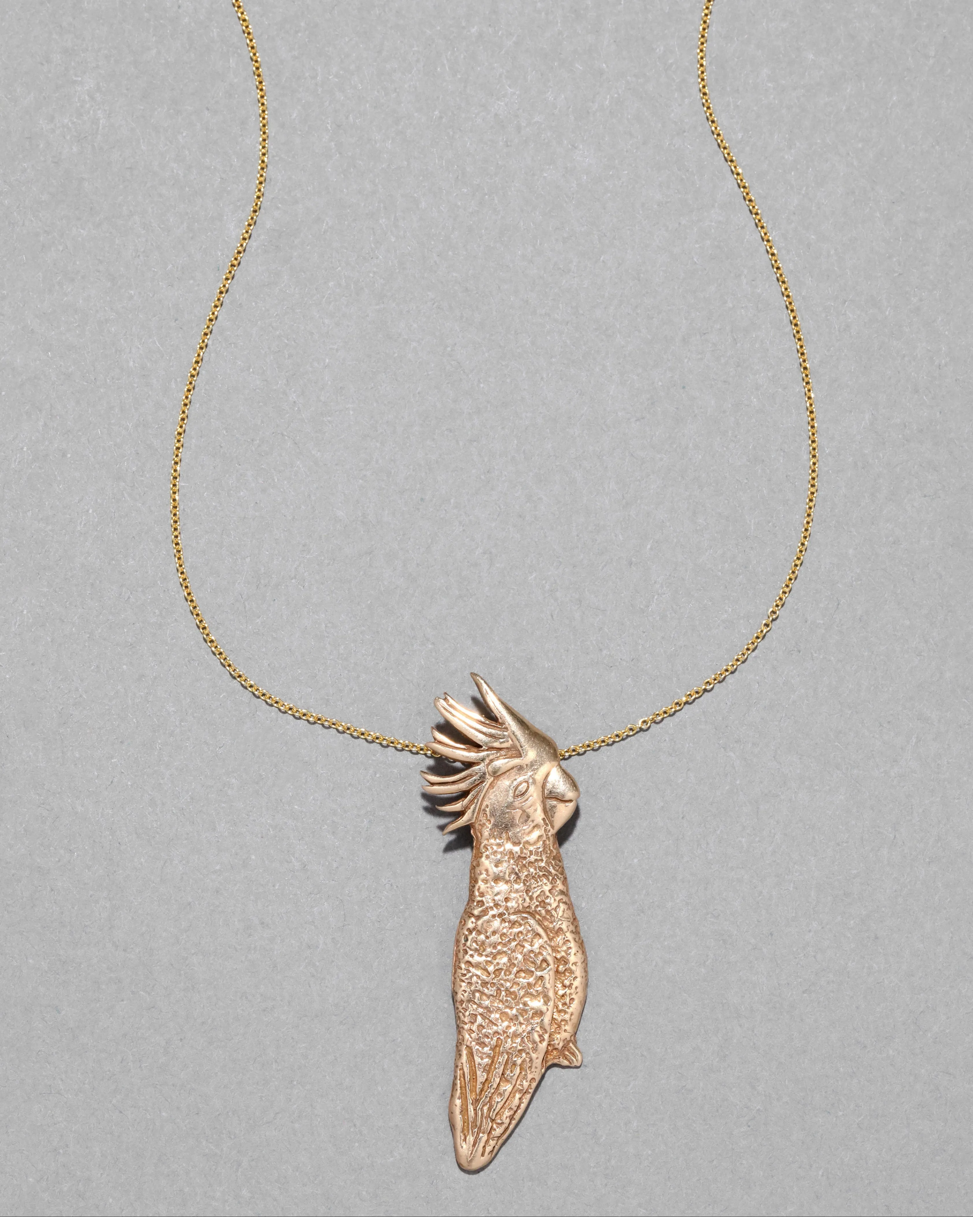 Vintage 1980s 14k Gold Handmade Parrot Pendant Necklace sold by Alexis Bittar