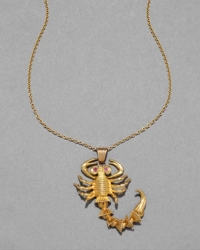 Vintage 18k Gold Handmade Scorpion With Ruby Eyes Pendant Necklace sold by Alexis Bittar