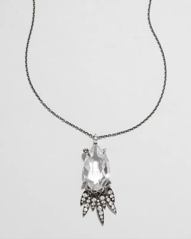 Archive Fine Sterling Silver with Clear Quartz and White Sapphire Pendant Necklace sold by Alexis Bittar