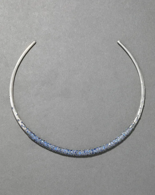 Archive Fine Sterling Silver Blue Sapphire Pavé Thin Collar Necklace sold by Alexis Bittar
