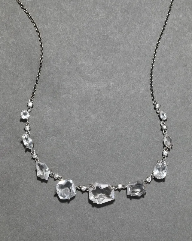 Archive Fine Sterling Silver with Clear Quartz and White Sapphire Chain Necklace sold by Alexis Bittar