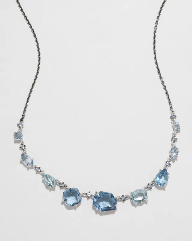 Archive Fine Sterling Silver with Aquamarine and Blue Sapphire Chain Necklace sold by Alexis Bittar