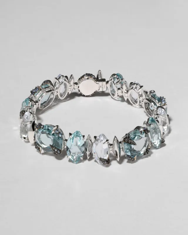 Archive Fine Sterling Silver with Blue Topaz and Aquamarine Line Bracelet sold by Alexis Bittar