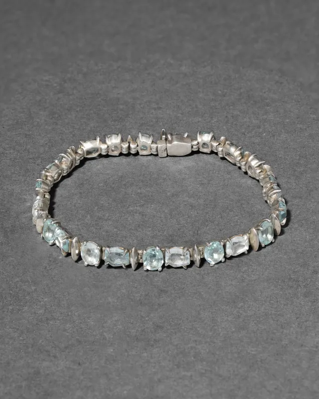 Archive Fine Sterling Silver with Aquamarine and Quartz Line Bracelet sold by Alexis Bittar