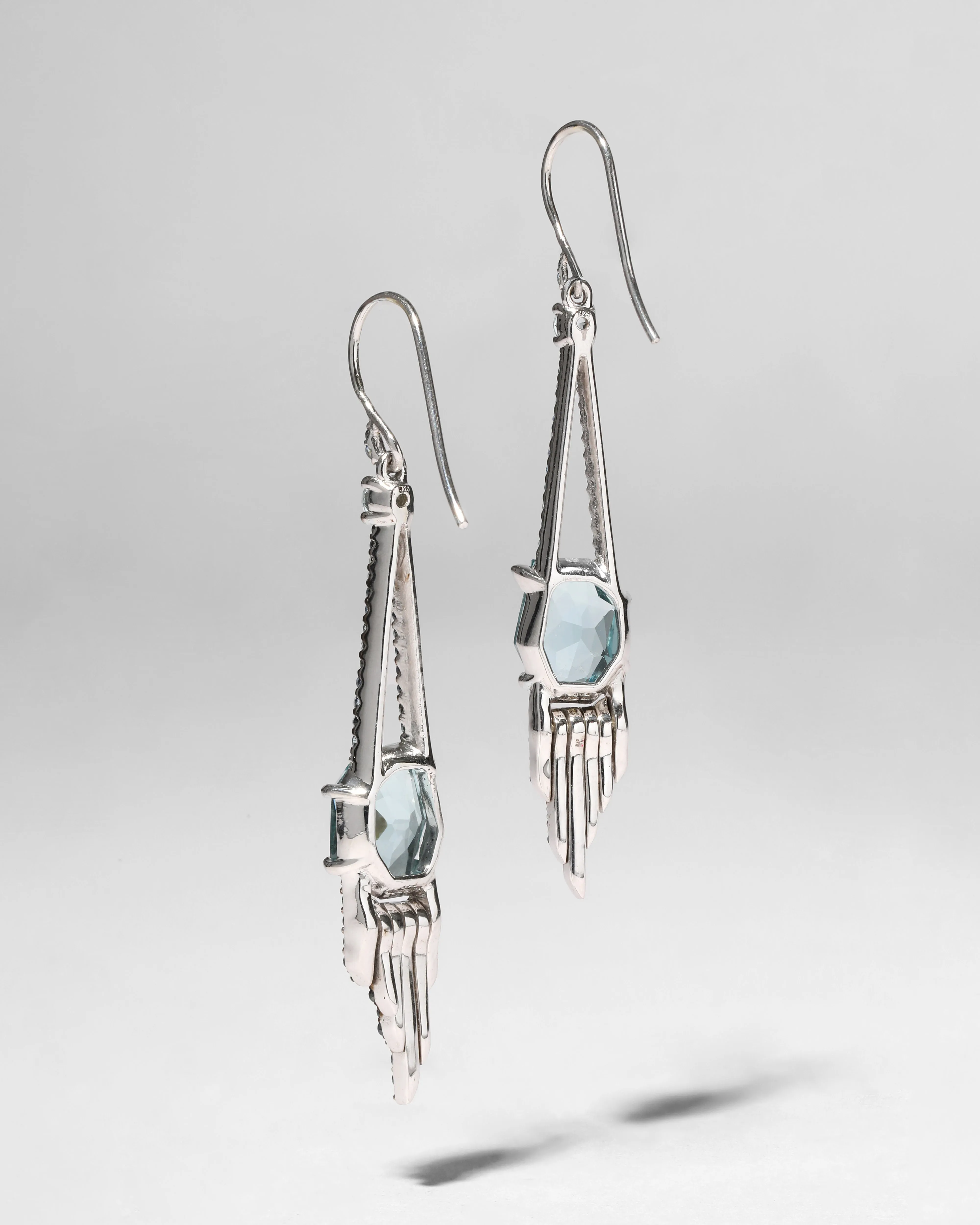 Archive Fine Sterling Silver with Quartz, Aquamarine and Blue Sapphire Wire Drop Earring sold by Alexis Bittar product image thumbnail 2
