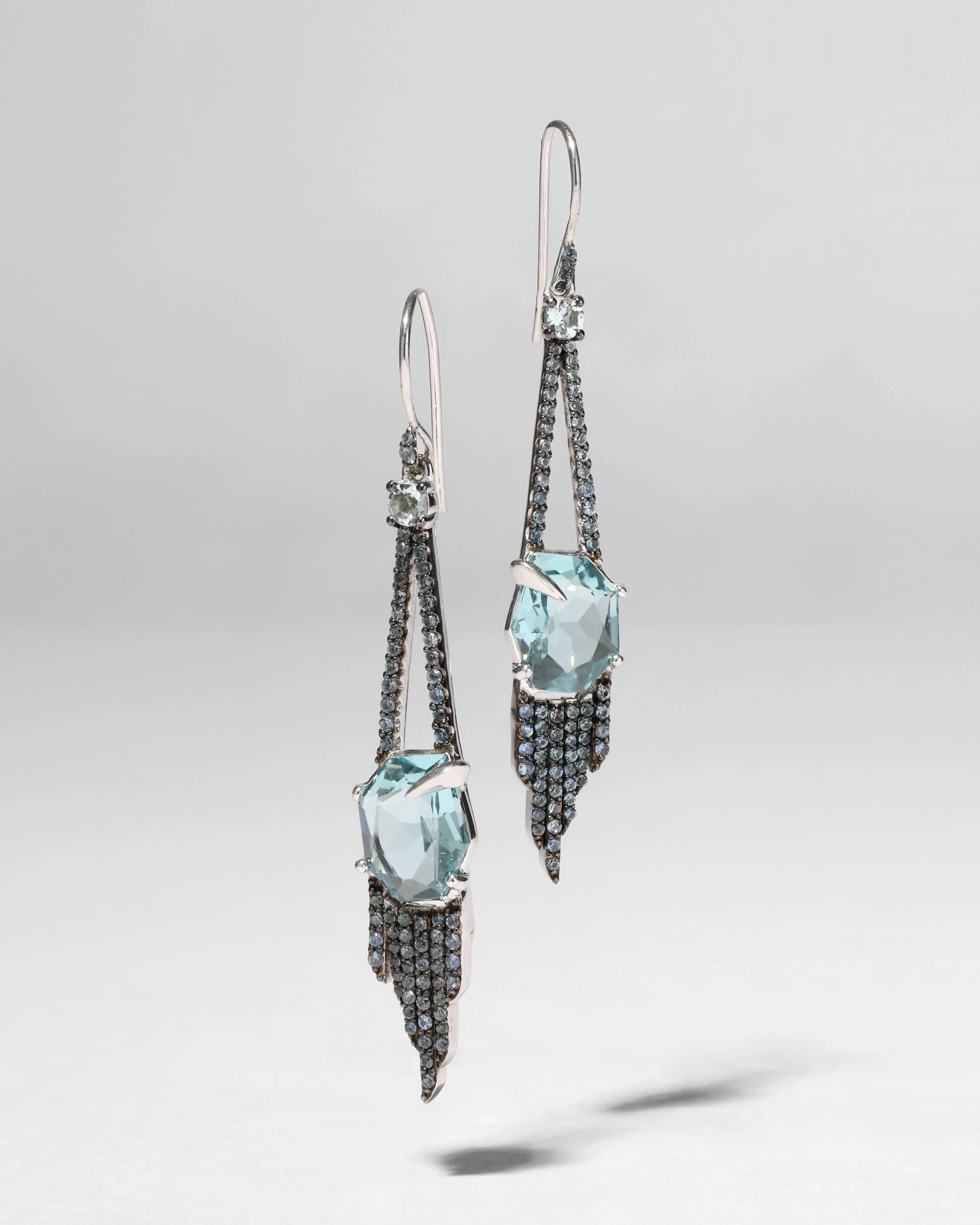 Archive Fine Sterling Silver with Quartz, Aquamarine and Blue Sapphire Wire Drop Earring sold by Alexis Bittar