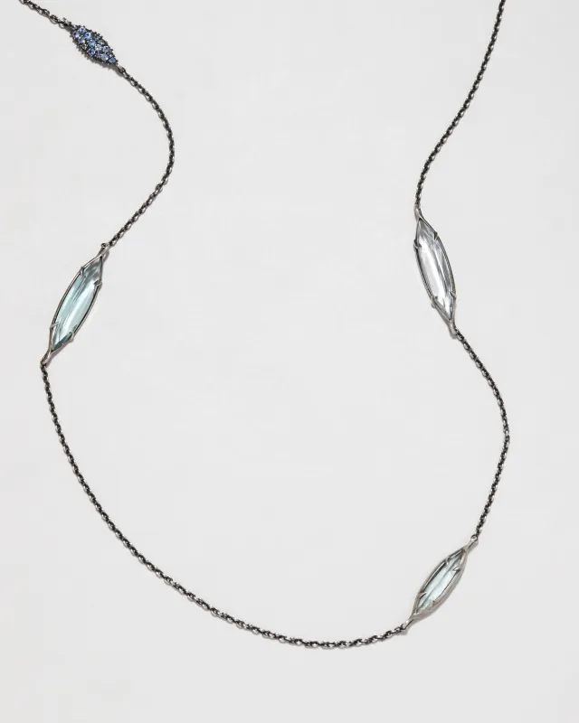 Archive Fine Sterling Silver Quartz Marquise & Sapphire Long Station Necklace sold by Alexis Bittar