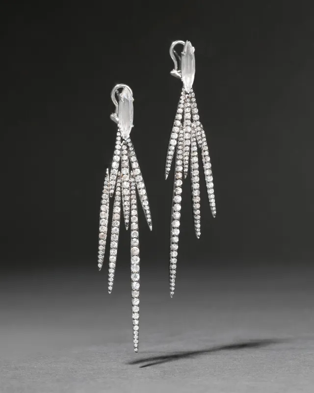 Archive Fine Sterling Silver with Clear Quartz and White Sapphire Spear Earring made by Alexis Bittar
