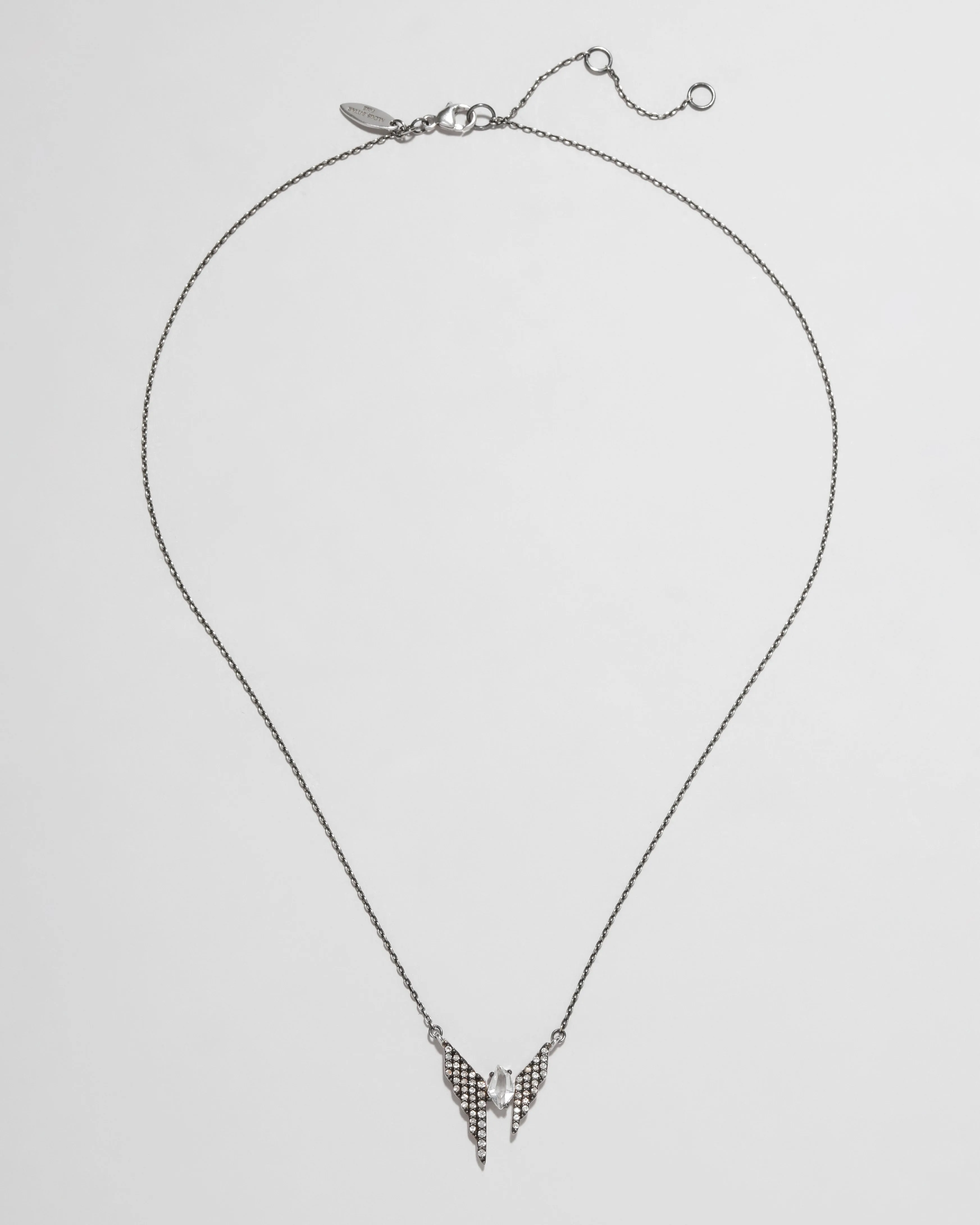 Archive Fine Sterling Silver Clear Quartz and White Sapphire Winged Pendant Necklace sold by Alexis Bittar product image thumbnail 2