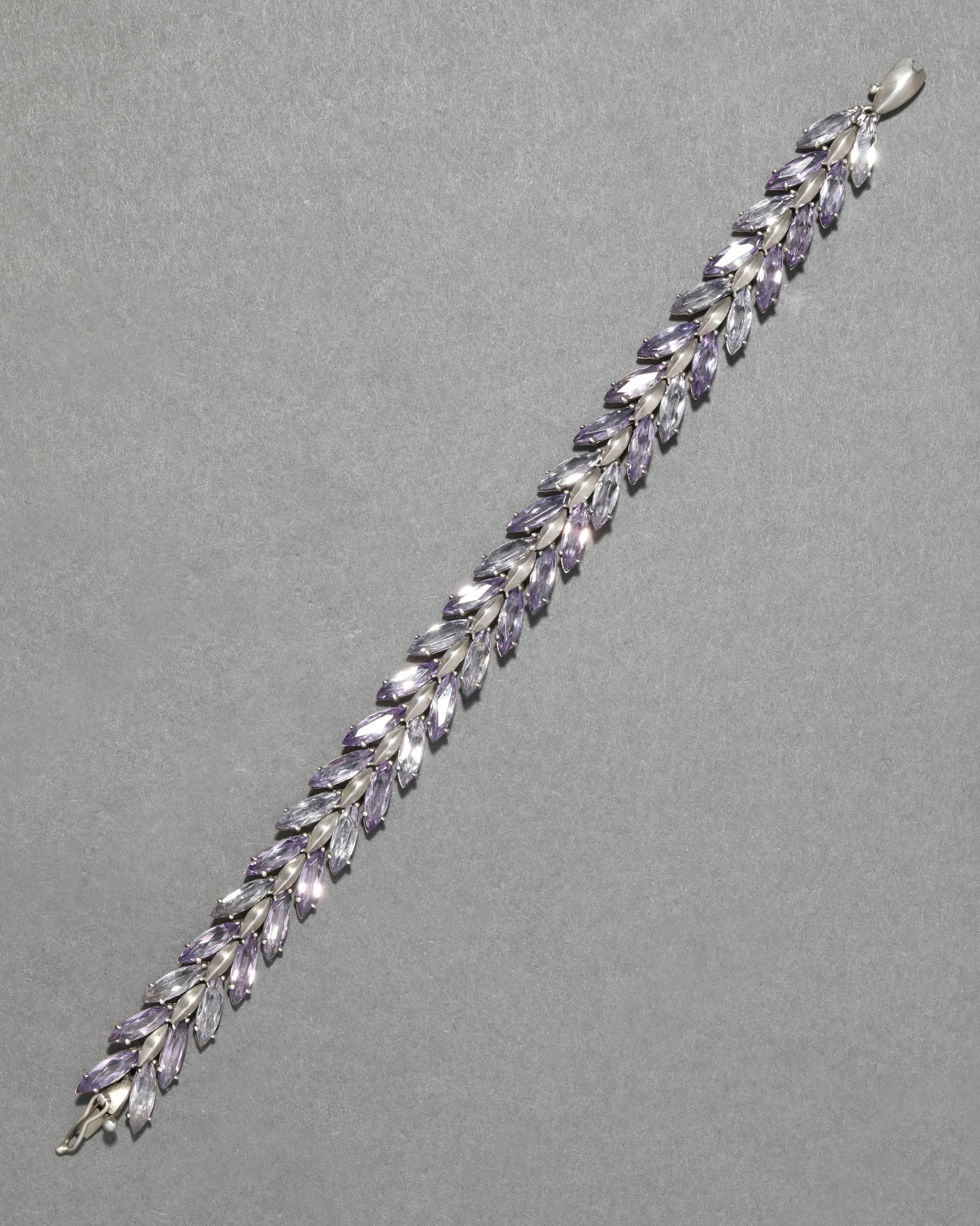 Archive Fine Sterling Silver Triple Amethyst Marquise Line Bracelet sold by Alexis Bittar product image thumbnail 2