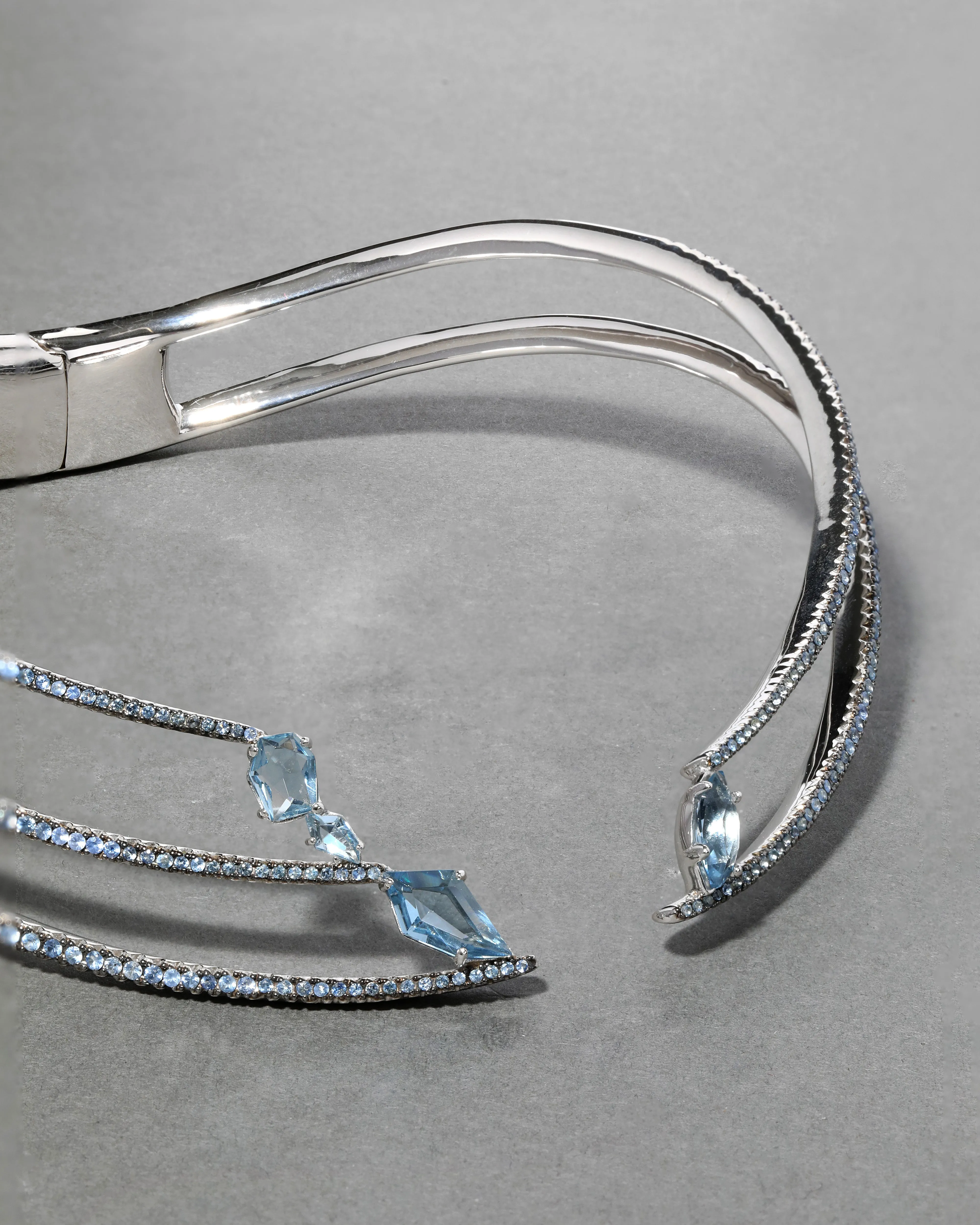 Archive Fine Sterling Silver with Blue Sapphire Open Hinge Collar Necklace sold by Alexis Bittar product image thumbnail 2