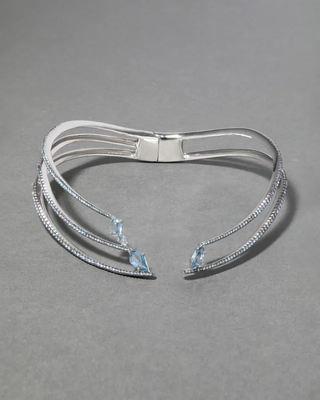 Archive Fine Sterling Silver with Blue Sapphire Open Hinge Collar Necklace sold by Alexis Bittar