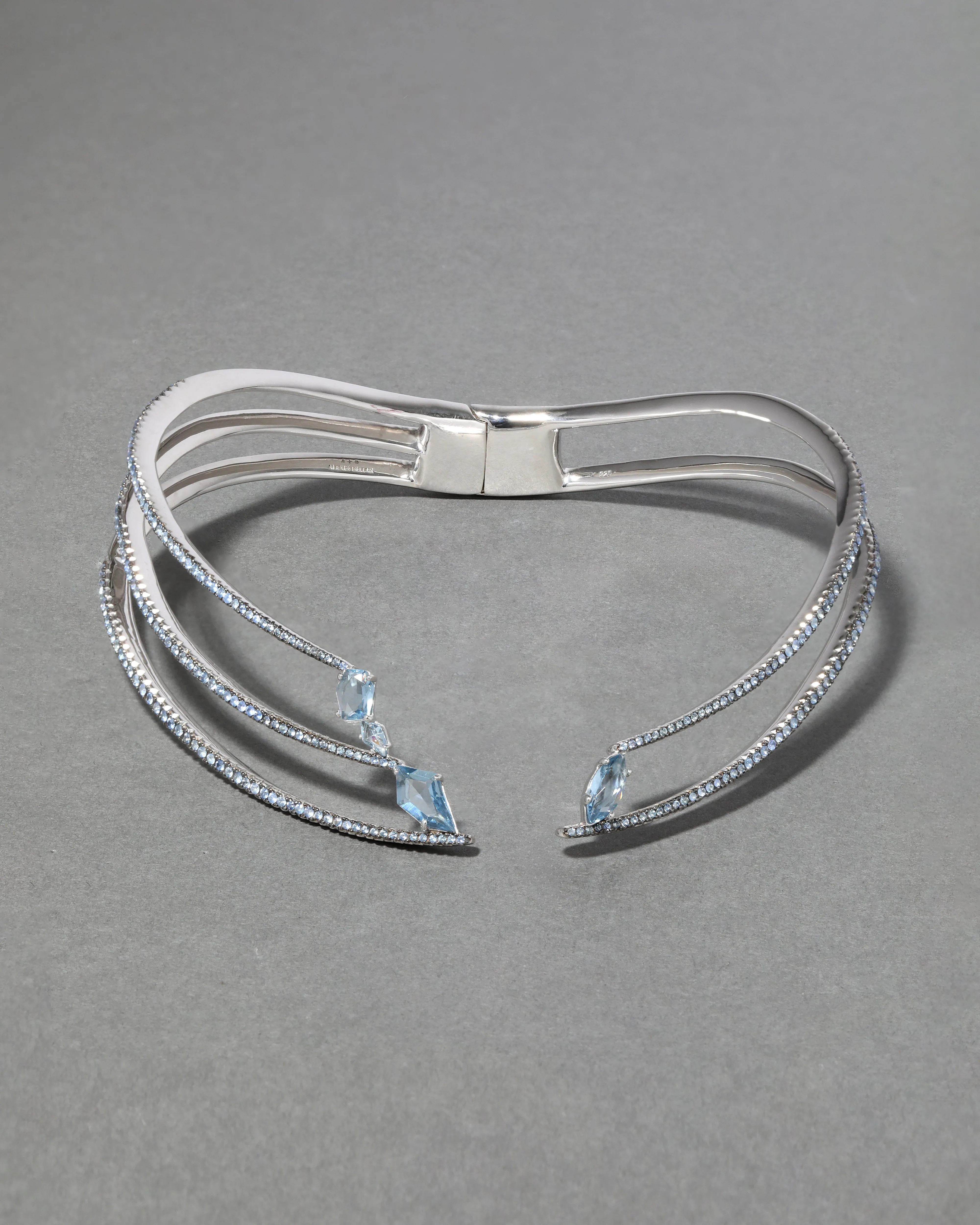 Archive Fine Sterling Silver with Blue Sapphire Open Hinge Collar Necklace sold by Alexis Bittar