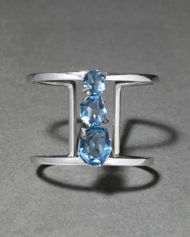 Archive Fine Sterling Silver and White Sapphire Open Cuff Bracelet sold by Alexis Bittar