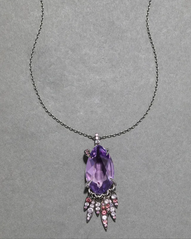 Archive Fine Sterling Silver with Amethyst, Pink Tourmaline and Purple Sapphire Pendant Necklace sold by Alexis Bittar