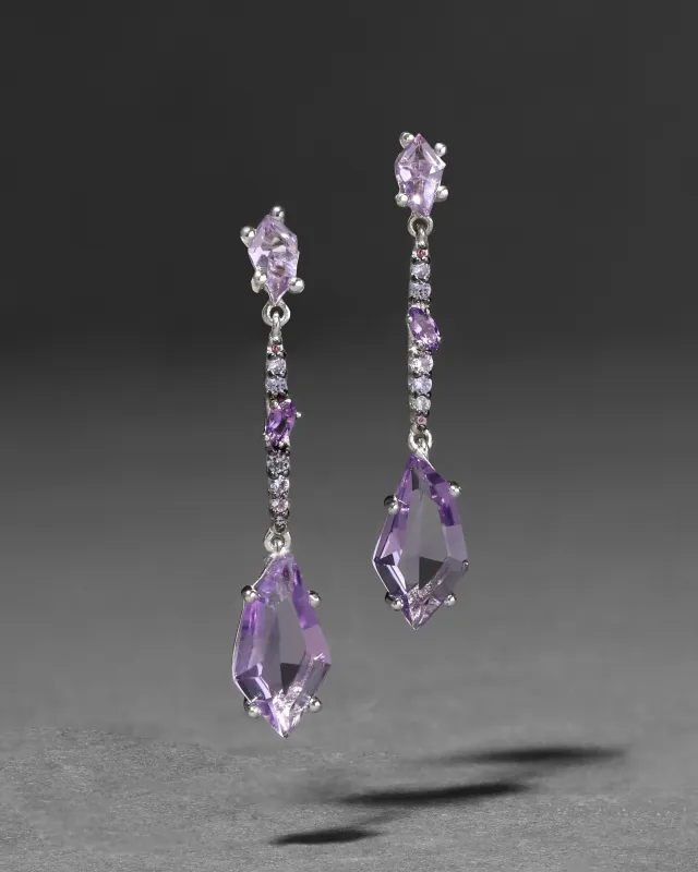 Archive Fine Sterling Silver Amethyst and Purple Sapphire Post Drop Earring sold by Alexis Bittar