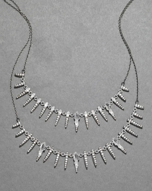 Archive Fine Sterling Silver with Quartz, White Topaz and White Sapphire Layered Necklace sold by Alexis Bittar