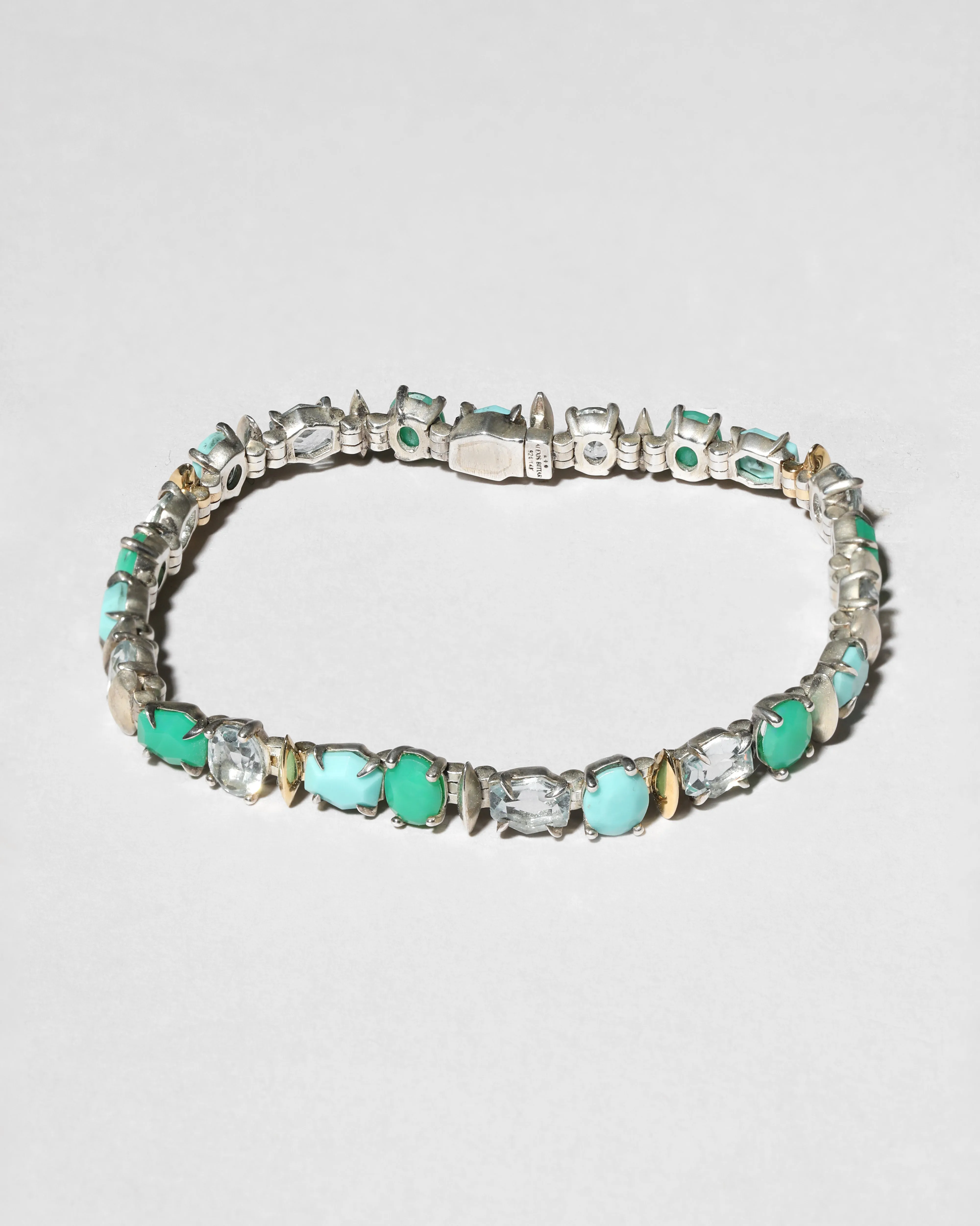 Archive Fine Sterling Silver with Chrysoprase and Turquoise Line Bracelet sold by Alexis Bittar