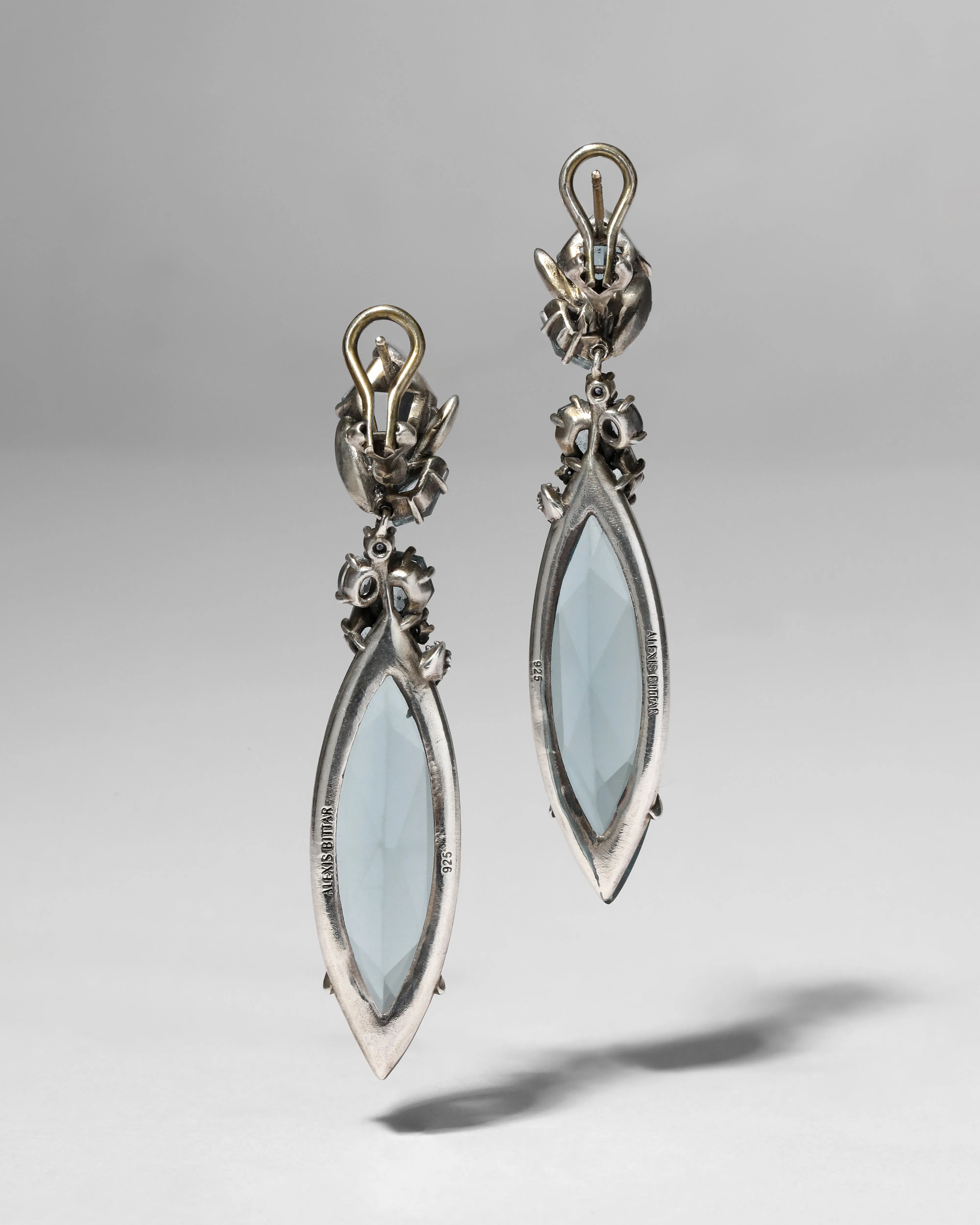 Archive Fine Sterling Silver Quartz, Green Sapphire and Diamond Marquis Drop Earring sold by Alexis Bittar product image thumbnail 2