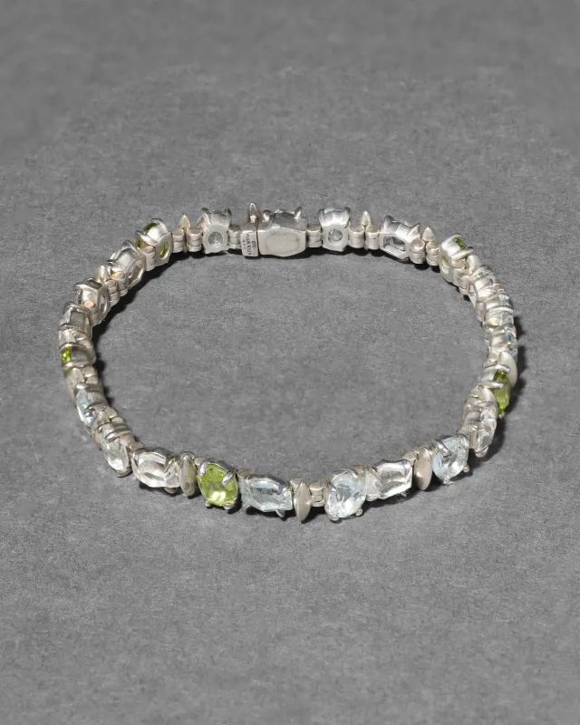 Archive Fine Sterling Silver Aquamarine with Peridot Quartz Line Bracelet sold by Alexis Bittar