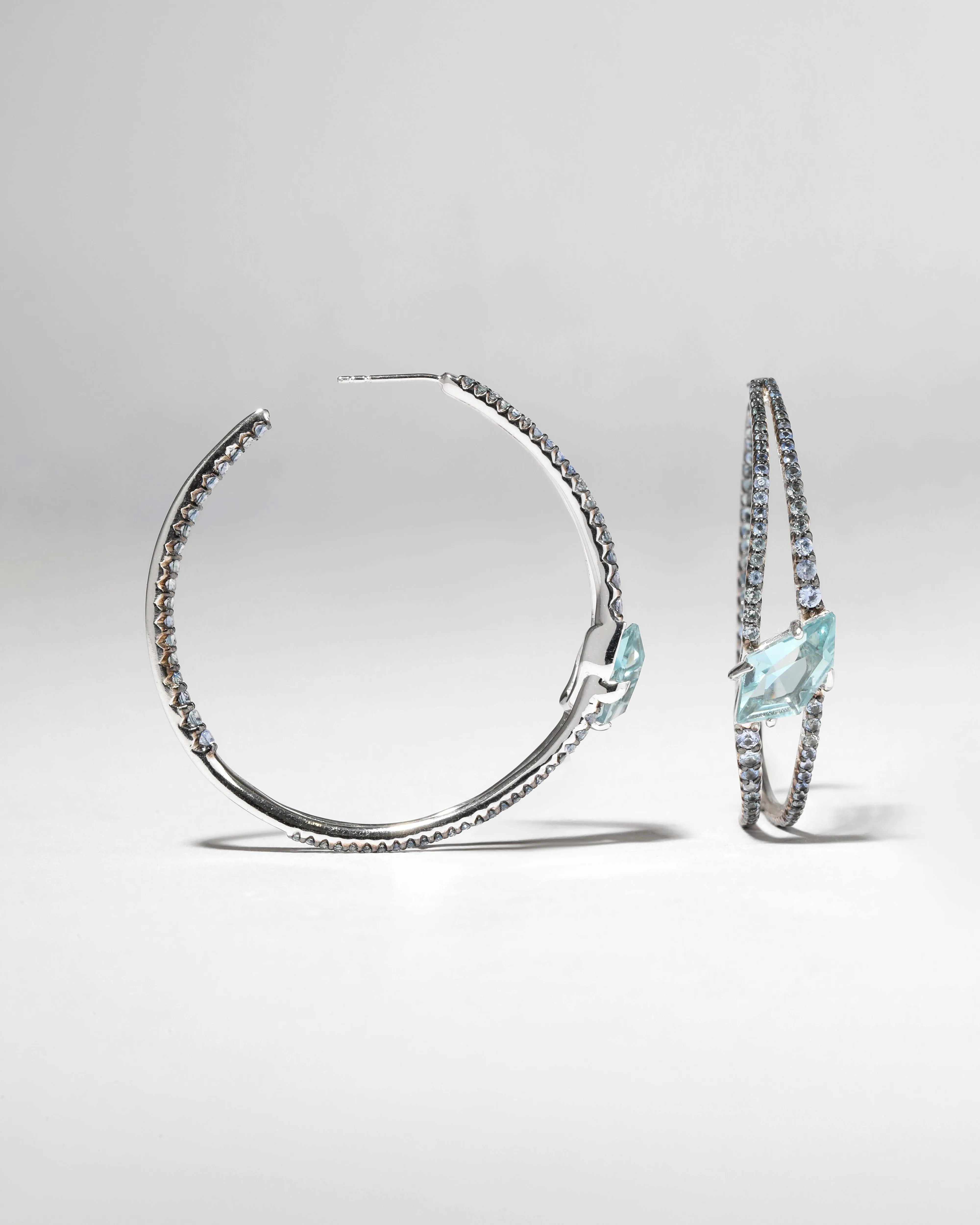 Archive Fine Sterling Silver with Blue Quartz Split Hoop Earring sold by Alexis Bittar product image thumbnail 2