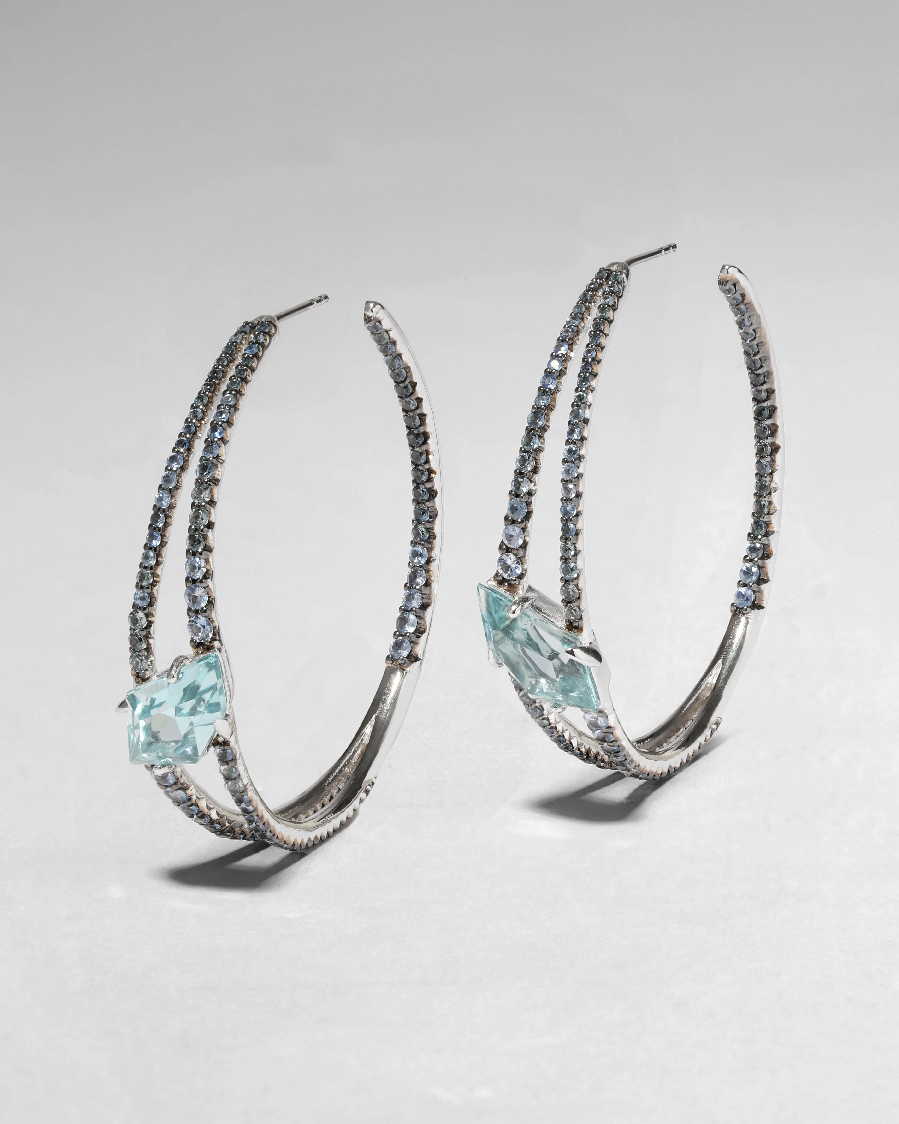 Archive Fine Sterling Silver with Blue Quartz Split Hoop Earring sold by Alexis Bittar