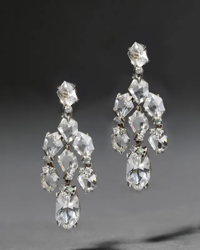Archive Fine Sterling Silver Quartz, Green Topaz and Diamond Small Chandelier Earring sold by Alexis Bittar