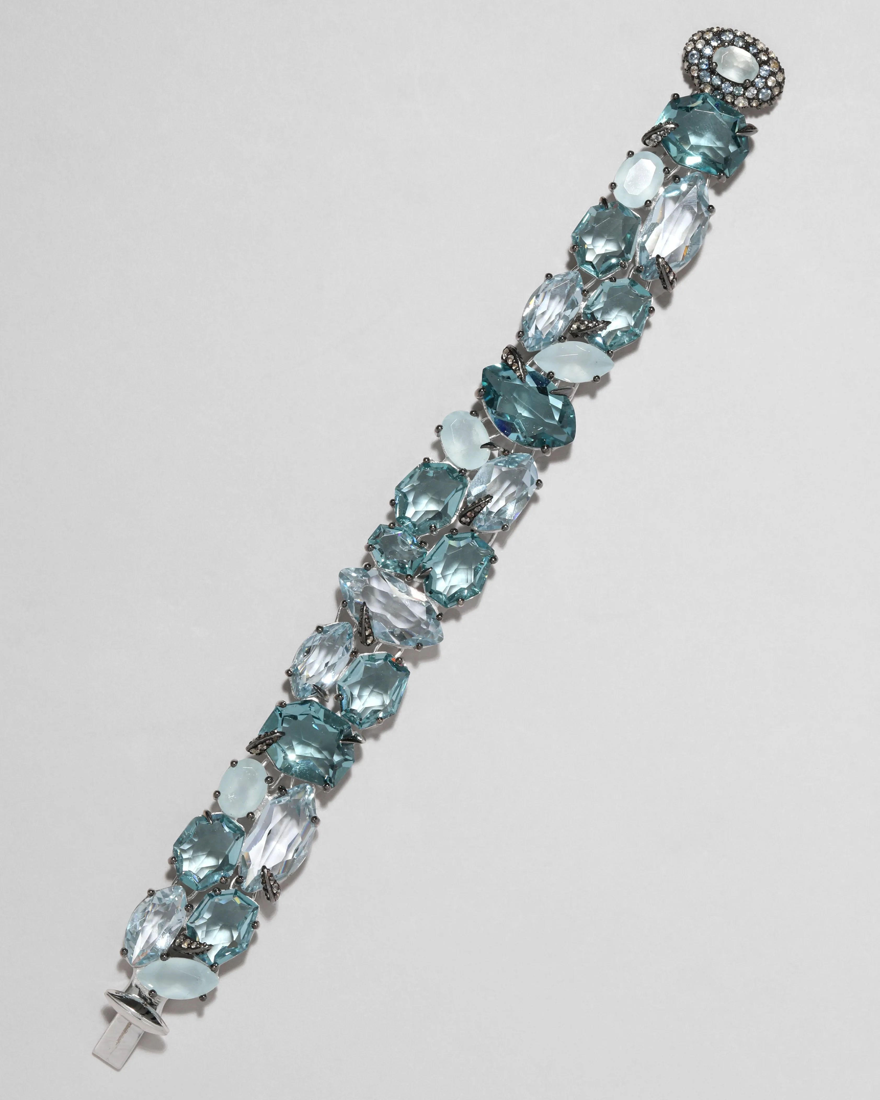 Archive Fine Sterling Silver with Blue Topaz and Aquamarine Double Line Bracelet sold by Alexis Bittar product image thumbnail 2