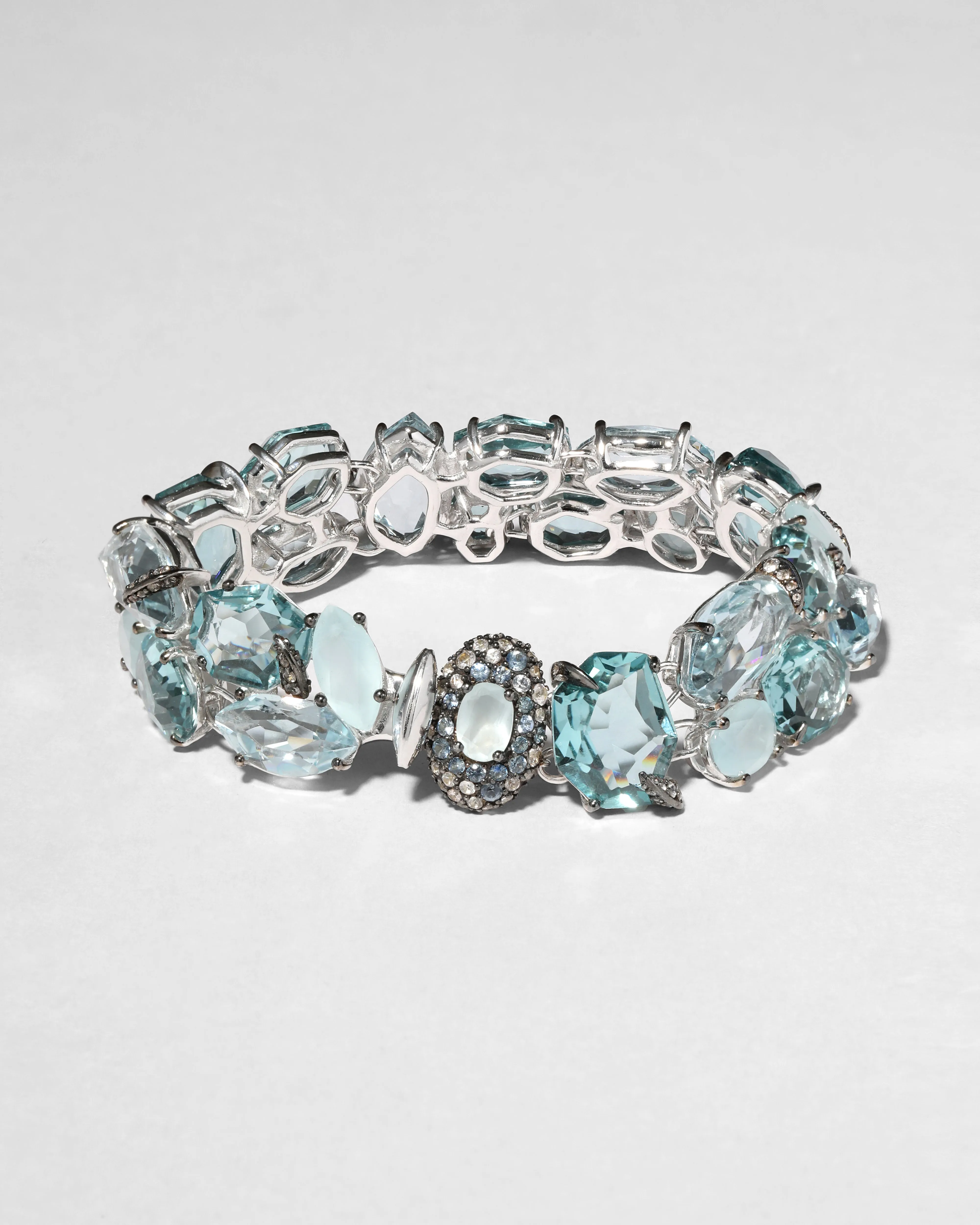 Archive Fine Sterling Silver with Blue Topaz and Aquamarine Double Line Bracelet sold by Alexis Bittar product image thumbnail 3