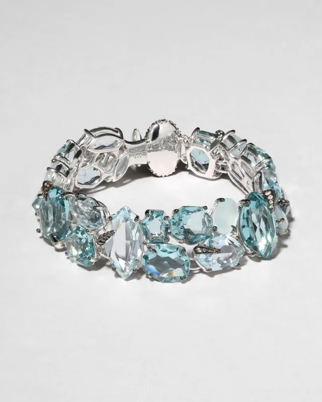 Archive Fine Sterling Silver with Blue Topaz and Aquamarine Double Line Bracelet sold by Alexis Bittar