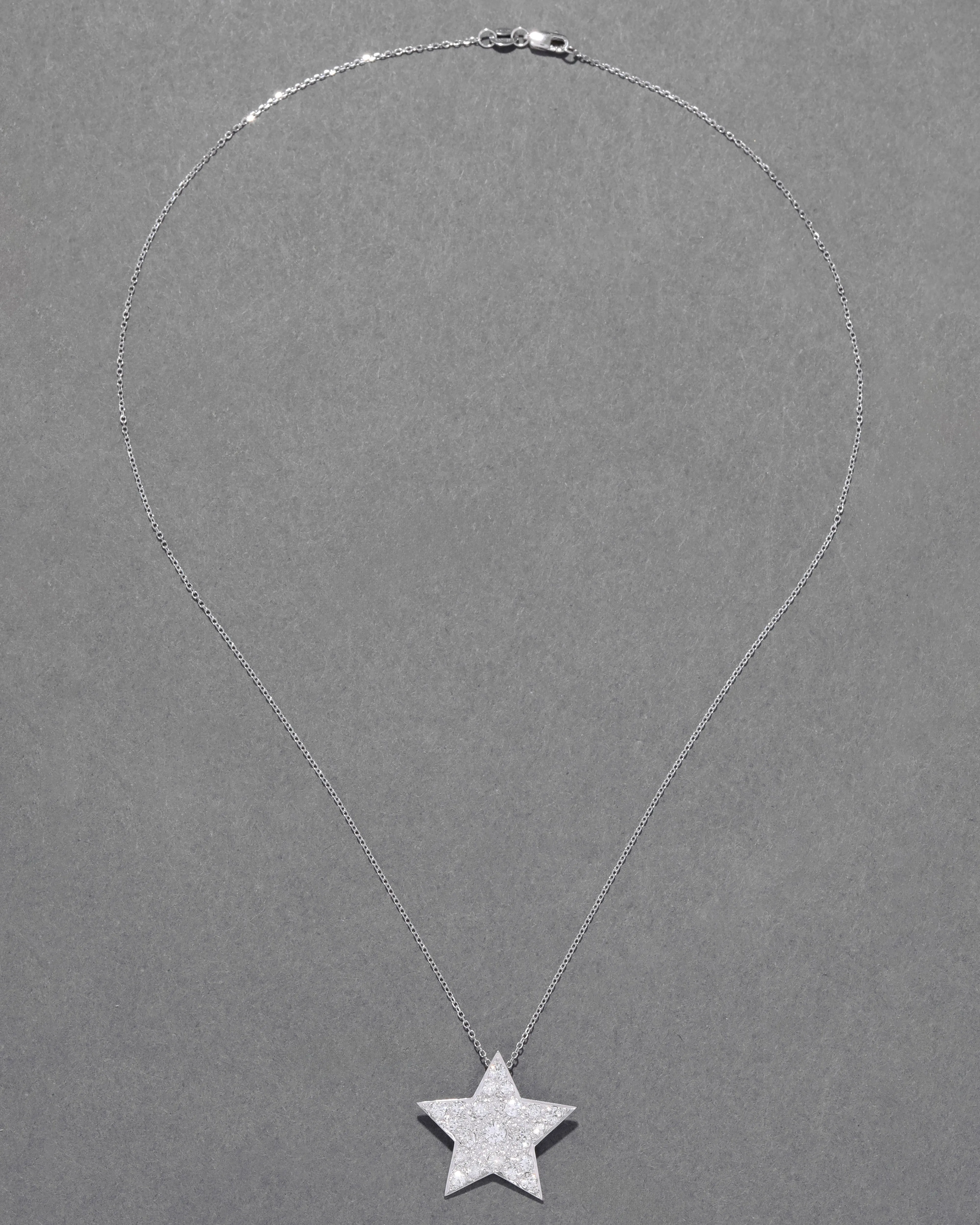 Vintage 1980s White Gold & Diamond Star Pendant Necklace sold by Alexis Bittar product image thumbnail 2