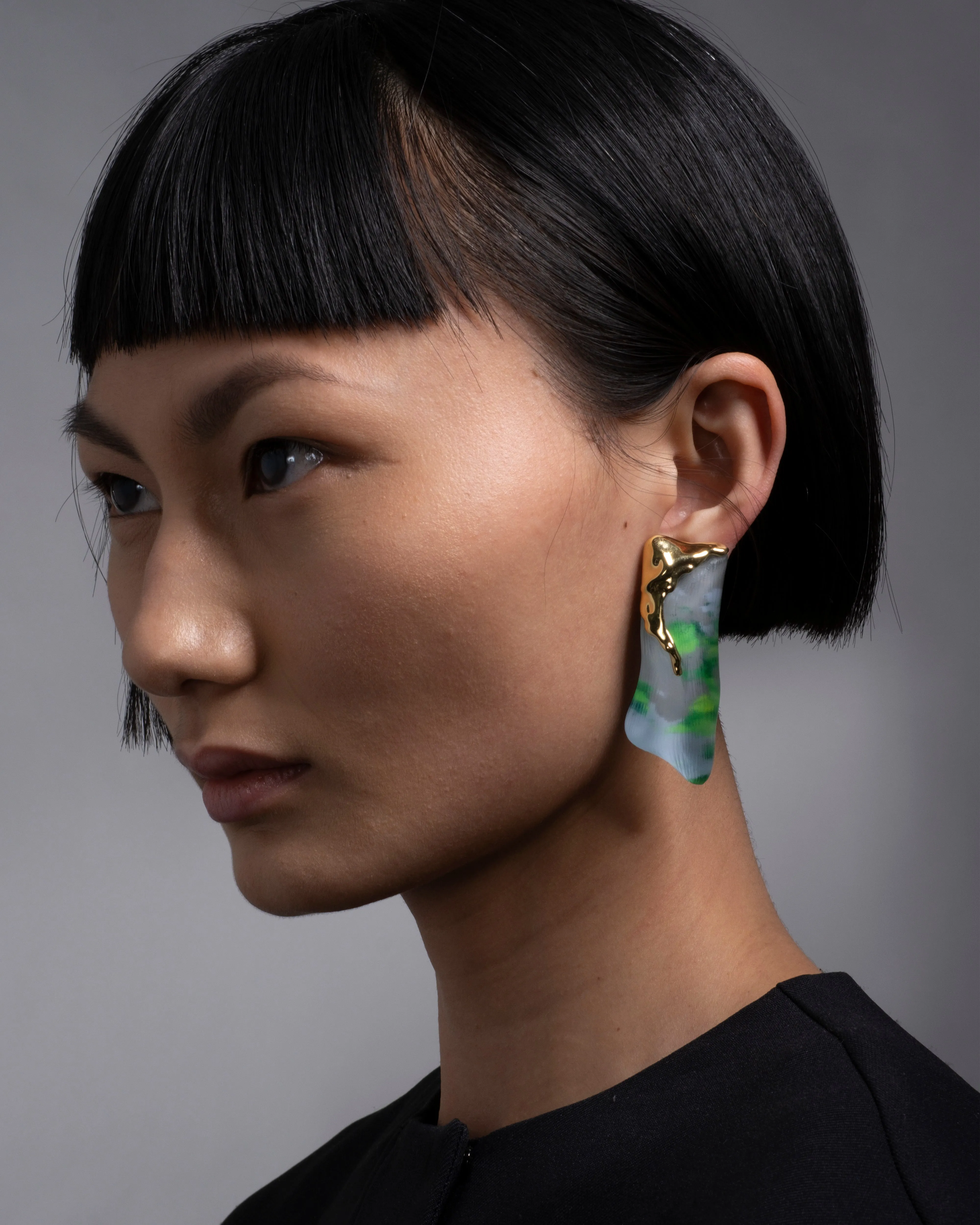 Molten Gold Lucite Clip On Earring- Fluorescent Sky sold by Alexis Bittar product image thumbnail 5